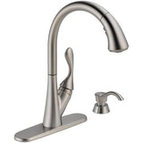Delta Ashton Stainless 1-Handle Deck-Mount Pull-Down Handle Kitchen Faucet (Deck Plate Included)