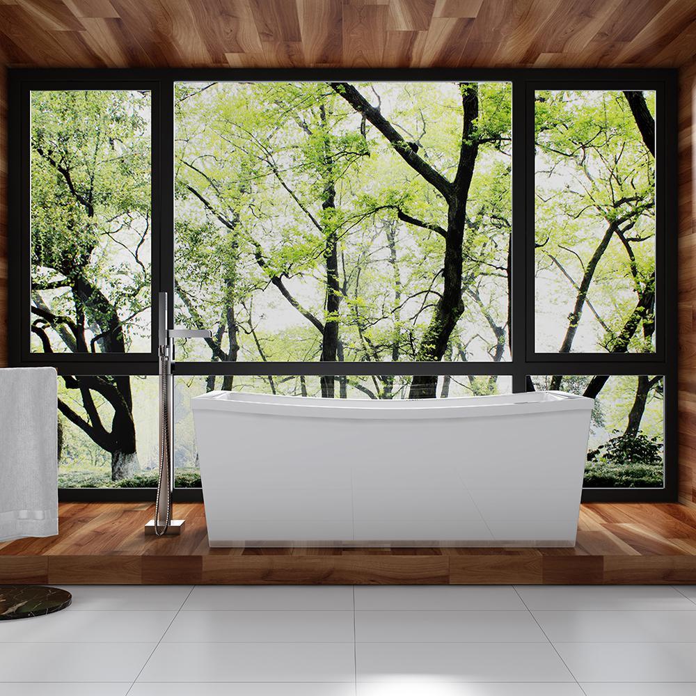 Terra 70 in. Acrylic Double Slipper Flatbottom Non-Whirlpool Center Drain Bathtub in White - Super Arbor