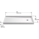 Rely 60 in. x 32 in. Single Threshold Shower Base with Right-Hand Drain in White - Super Arbor