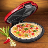 900 W Red Quesadilla Maker with Extra Stuffing Latch