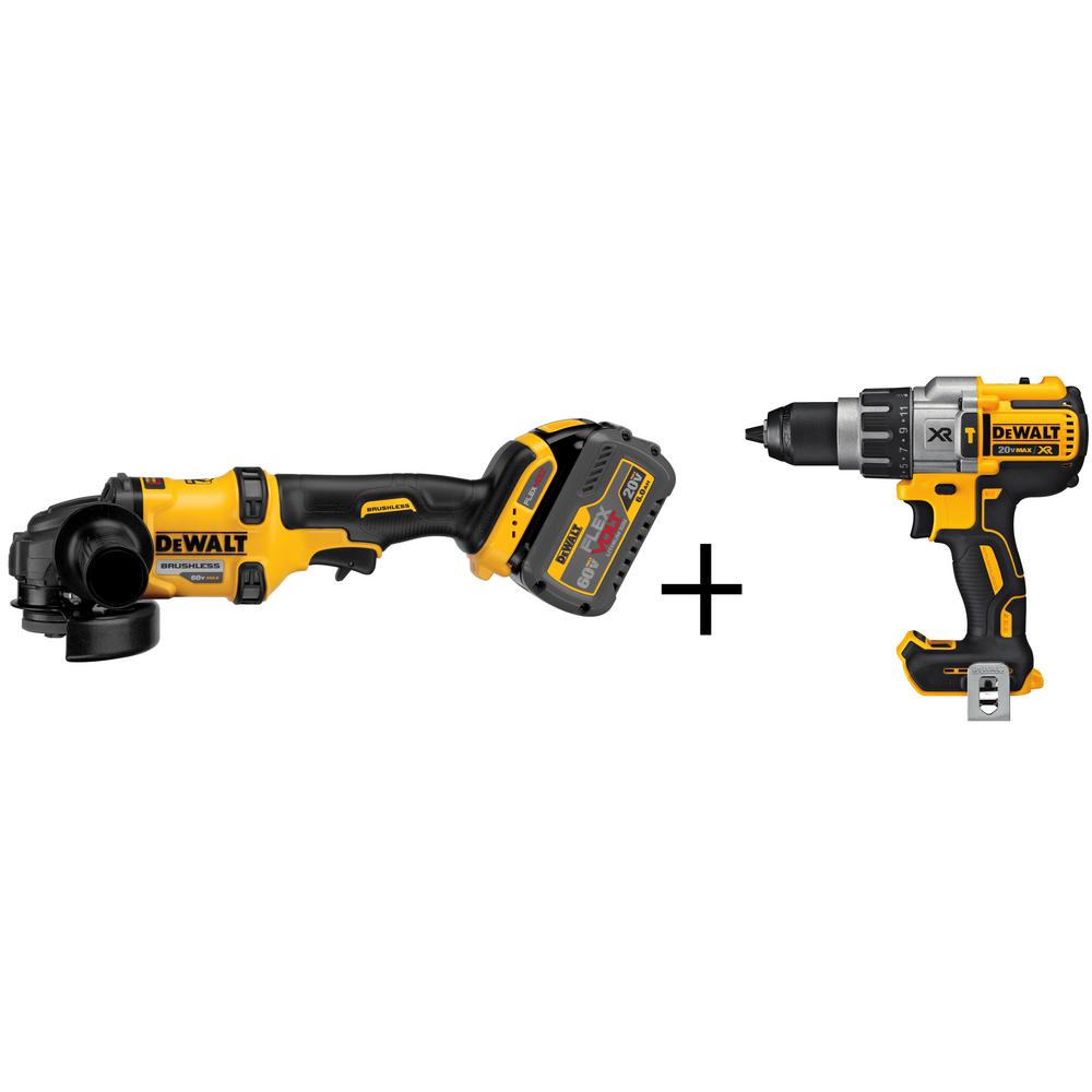 FLEXVOLT 60-Volt MAX Lithium-Ion Cordless Brushless 4-1/2 in. Angle Grinder with (2) Batteries and Bonus Drill/Driver - Super Arbor