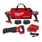 Milwaukee M18 18-Volt Brushless Cordless 3-Tool Combo Kit: Hammer Drill/Impact Driver/SAWZALL Recip Saw with 4 Batteries
