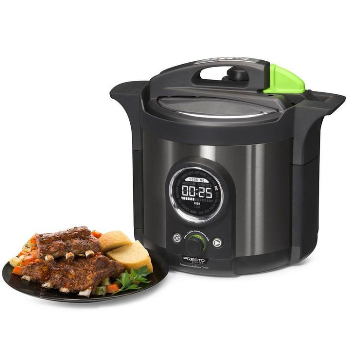 Precise Plus 6 Qt. Black Stainless Steel Electric Pressure Cooker with Built-In Timer