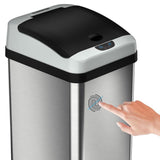 iTouchless 13-Gallon Brushed Silver Metal Touchless Trash Can with Lid