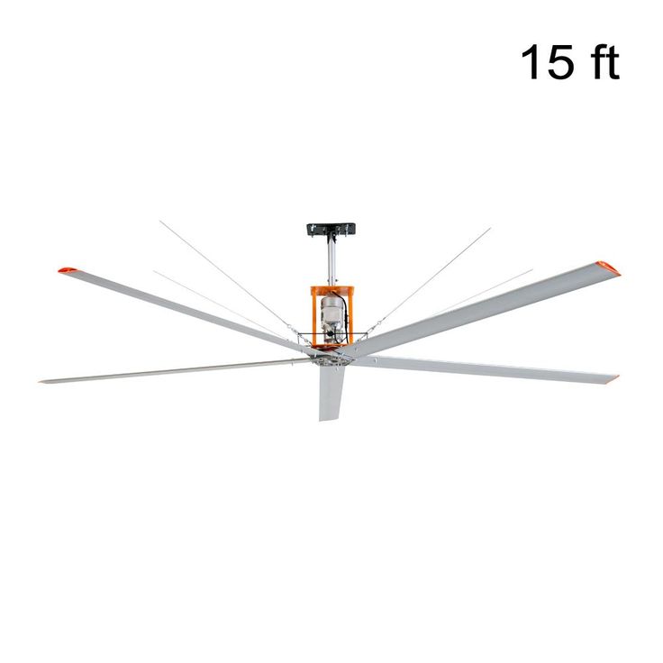 15 ft. Indoor/Outdoor Silver Aluminum Industrial Shop Warehouse Ceiling Fan with Wall Control