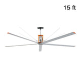 15 ft. Indoor/Outdoor Silver Aluminum Industrial Shop Warehouse Ceiling Fan with Wall Control