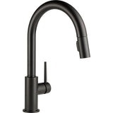 Trinsic Single-Handle Pull-Down Sprayer Kitchen Faucet with Touch2O Technology in Matte Black - Super Arbor