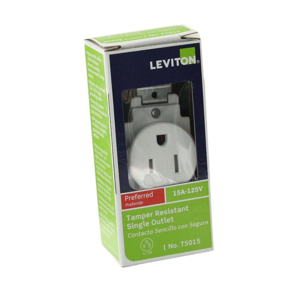 15 Amp Commercial Grade Tamper Resistant Single Outlet, White - Super Arbor