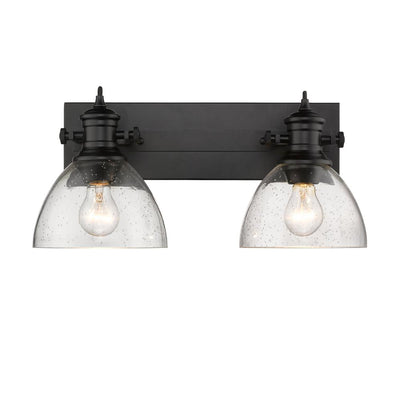Hines 2-Light Black and Seeded Glass Bath Light - Super Arbor