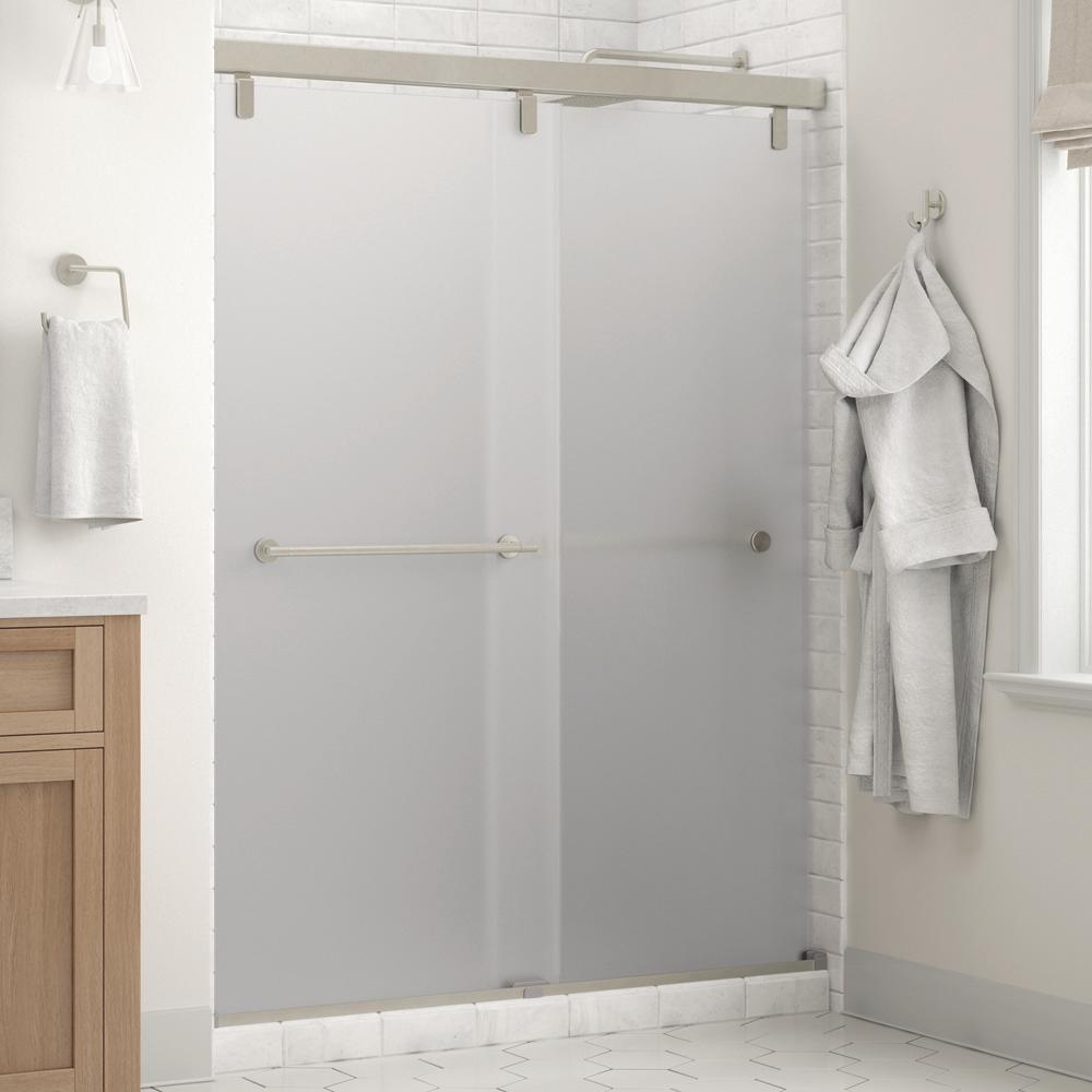 Lyndall 60 in. x 71-1/2 in. Frameless Mod Soft-Close Sliding Shower Door in Matte Black with 1/4 in. (6 mm) Clear Glass - Super Arbor
