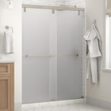Lyndall 60 x 71-1/2 in. Frameless Mod Soft-Close Sliding Shower Door in Nickel with 1/4 in. (6mm) Transition Glass - Super Arbor