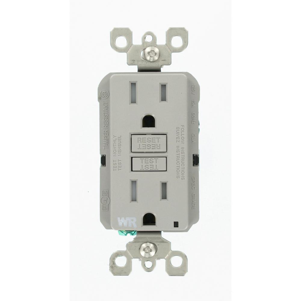 15 Amp 125-Volt Duplex Self-Test Tamper Resistant/Weather Resistant GFCI Outlet, White - Super Arbor