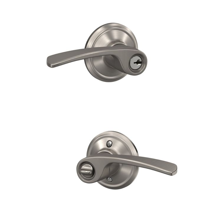 Schlage F51 Merano Merano Satin Nickel Reversible Keyed Entry Door Handle
