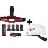 600 Lumens LED USB Rechargeable Low-Profile Hard Hat Headlamp w/BOLT White Type 1 Class C Front Brim Vented Hard Hat - Super Arbor