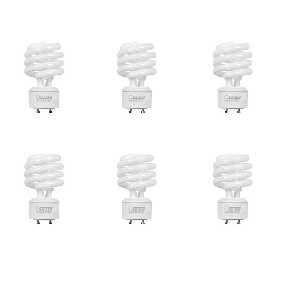 60-Watt Equivalent T3 Spiral Non-Dimmable GU24 Base Compact Fluorescent CFL Light Bulb, Daylight 5000K (2-Pack) - Super Arbor