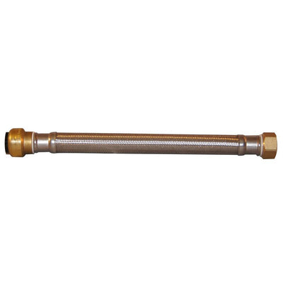 3/4 in. Push-To-Connect x 3/4 in. Female Pipe Thread x 12 in. Braided Stainless Steel Water Heater Connector - Super Arbor