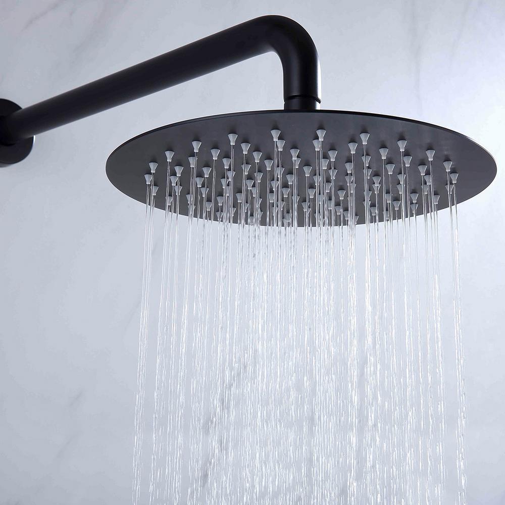 1-Spray Patterns with 1.5 GPM 10 in. Wall Mount Dual Shower Heads with Body Spray High Pressure in Matte Black - Super Arbor