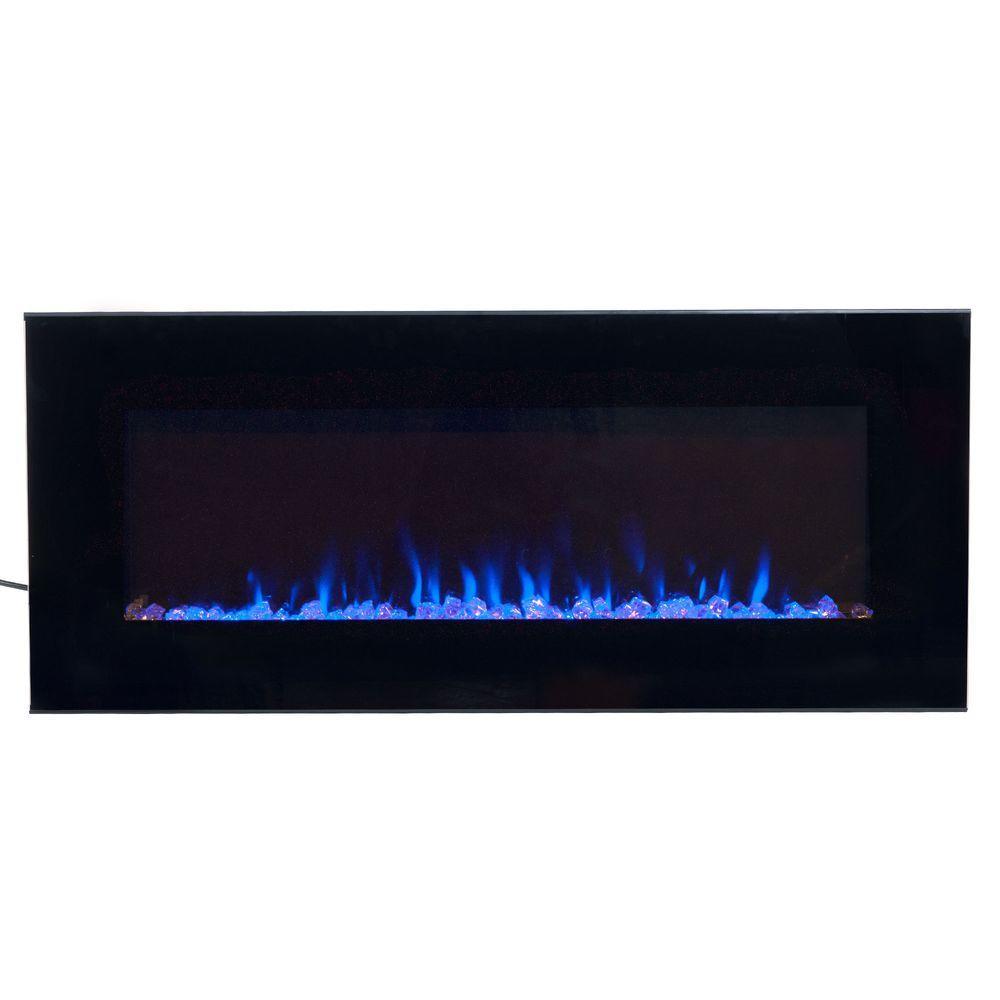 42 in. LED Fire and Ice Electric Fireplace with Remote in Black - Super Arbor