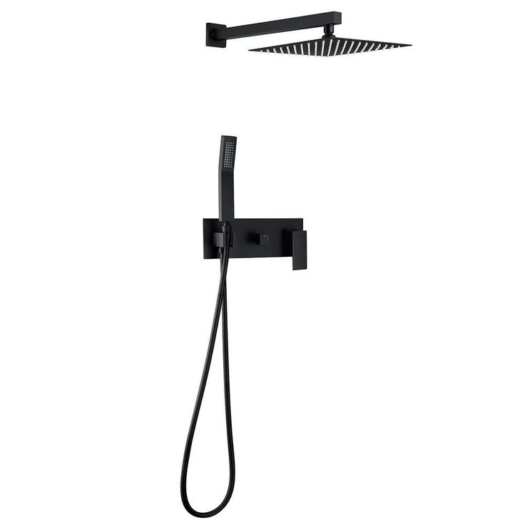1-spray 10 in. High PressureDual Shower Head and Handheld Shower Head in Matte Black