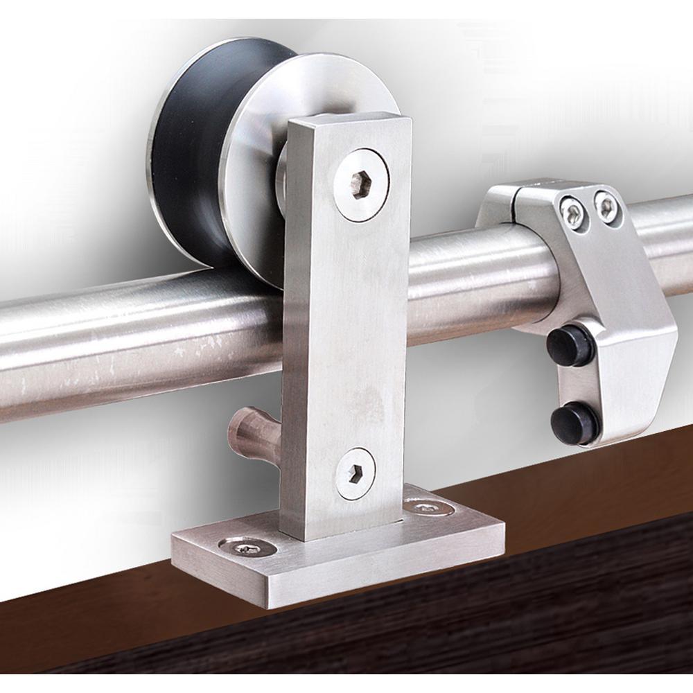 Top Mount 79 in. Stainless Steel Barn Style Sliding Door Track and Hardware Set - Super Arbor