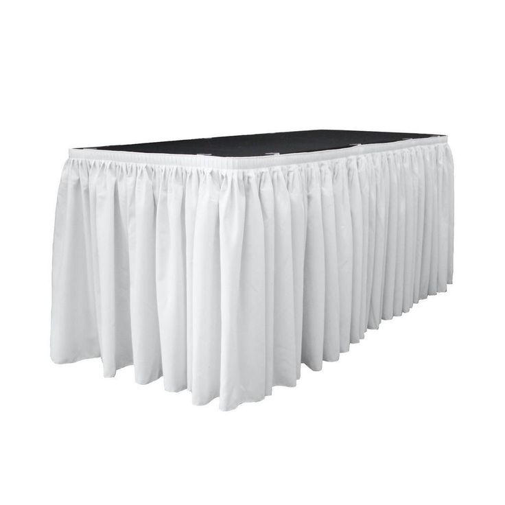 30 ft. x 29 in. Long White with 15-Large Clips Polyester Poplin Table Skirt