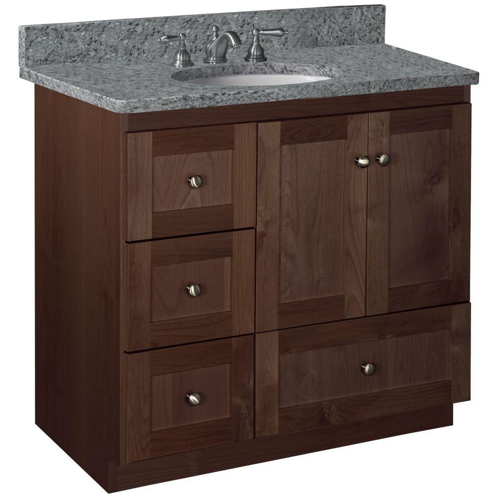 Shaker 30 in. W x 21 in. D x 34.5 in. H Vanity with Left Drawers Cabinet Only in Satin White - Super Arbor