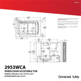 HD Series 29 in. x 53 in. Left Drain Wheelchair Access Walk-In Soaking Bathtub in White - Super Arbor