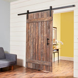 96 in. Frosted Black Sliding Barn Door Hardware Track Kit for Single with Non-Routed Floor Guide - Super Arbor
