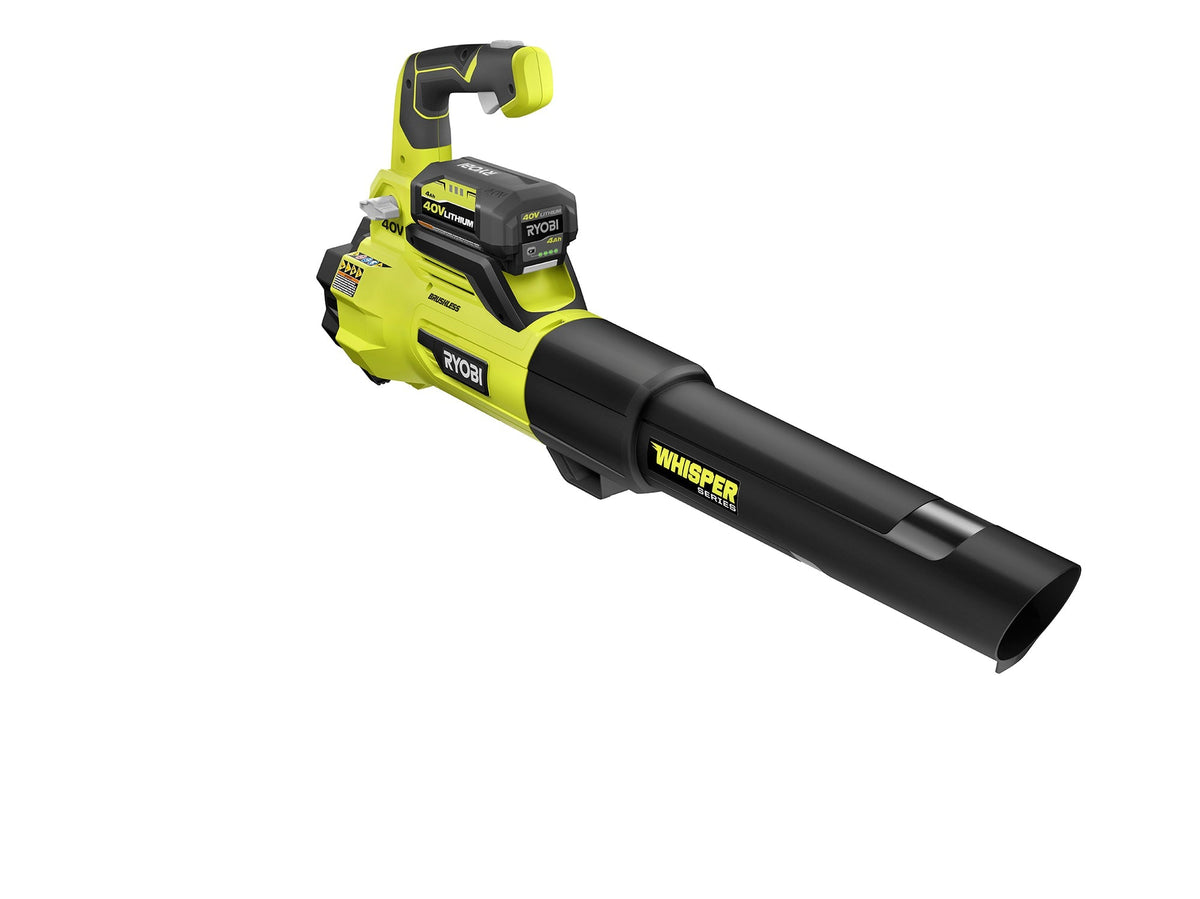 RYOBI 125 MPH 550 CFM 40-Volt Lithium-Ion Brushless Cordless Jet Fan Leaf Blower Kit with 4.0Ah Battery and Charger
