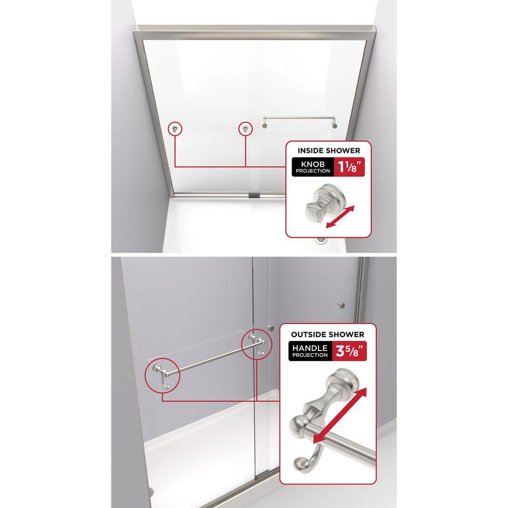 Portman 60 x 59-1/4 in. Frameless Mod Soft-Close Sliding Bathtub Door in Chrome with 3/8 in. (10mm) Clear Glass - Super Arbor