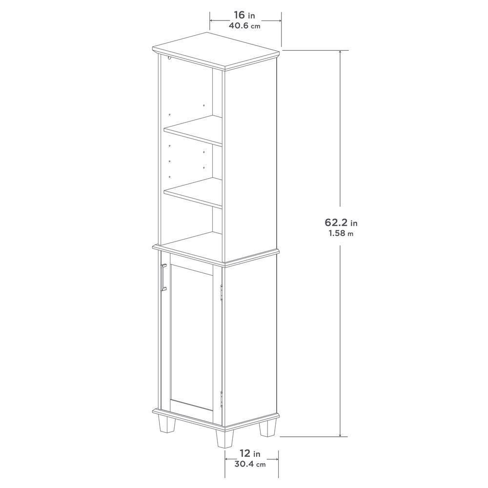 Shaker Style 16 in. W x 12 in. D x 62.25 in. H Linen Cabinet in White - Super Arbor