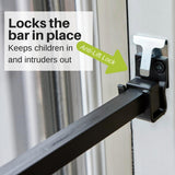 Patio Door Security Bar with Anti-Lift Lock (White) - Super Arbor