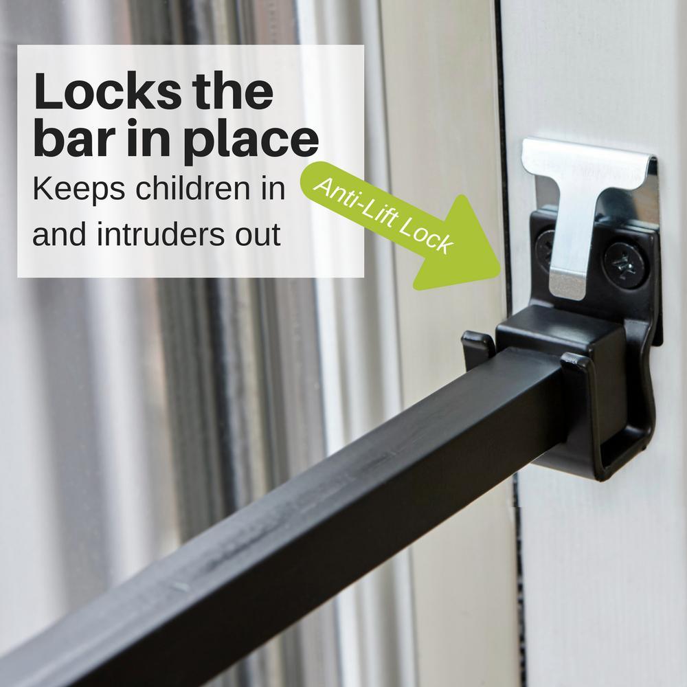 Patio Door Security Bar with Anti-Lift Lock (Black) - Super Arbor