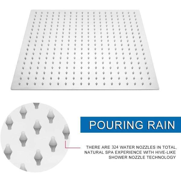 3-Spray Patterns 16 in. Ceiling Mount Rainfall Fixed Shower Head in Brushed Nickel - Super Arbor