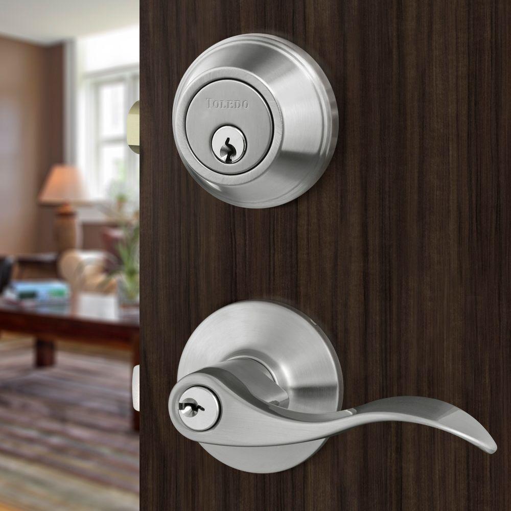 Jaen Single Cylinder Satin Nickel Lever Combo Set - Super Arbor