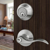 Jaen Single Cylinder Satin Nickel Lever Combo Set - Super Arbor