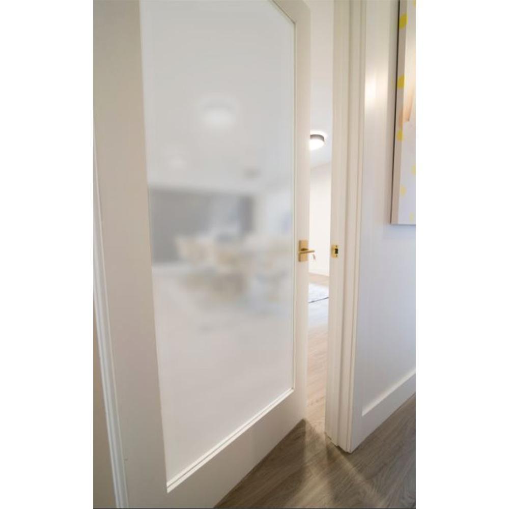 32 in. x 96 in. 1-Lite Satin Etch Solid Core MDF Primed Interior Door Slab - Super Arbor