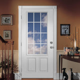 32 in. x 80 in. 12 Lite Primed Steel Prehung Right-Hand Inswing Back Door - Super Arbor