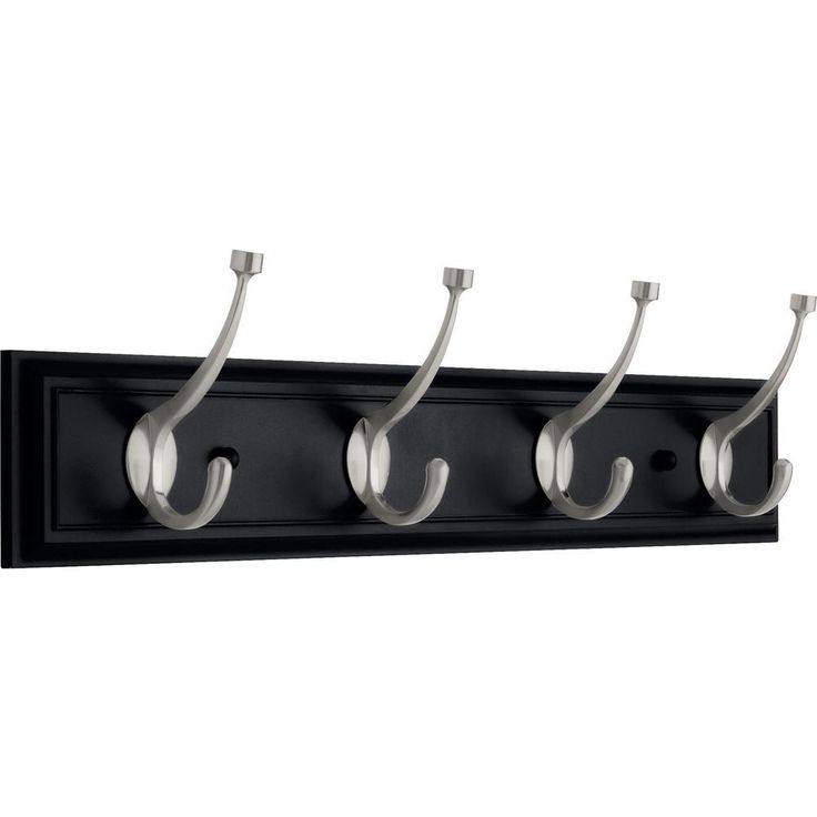 27 in. Black and Satin Nickel Pilltop Deluxe Hook Rack