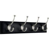 27 in. Black and Satin Nickel Pilltop Deluxe Hook Rack