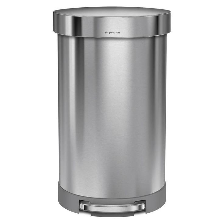 simplehuman 45-Liter Brushed Stainless Steel Steel Trash Can with Lid