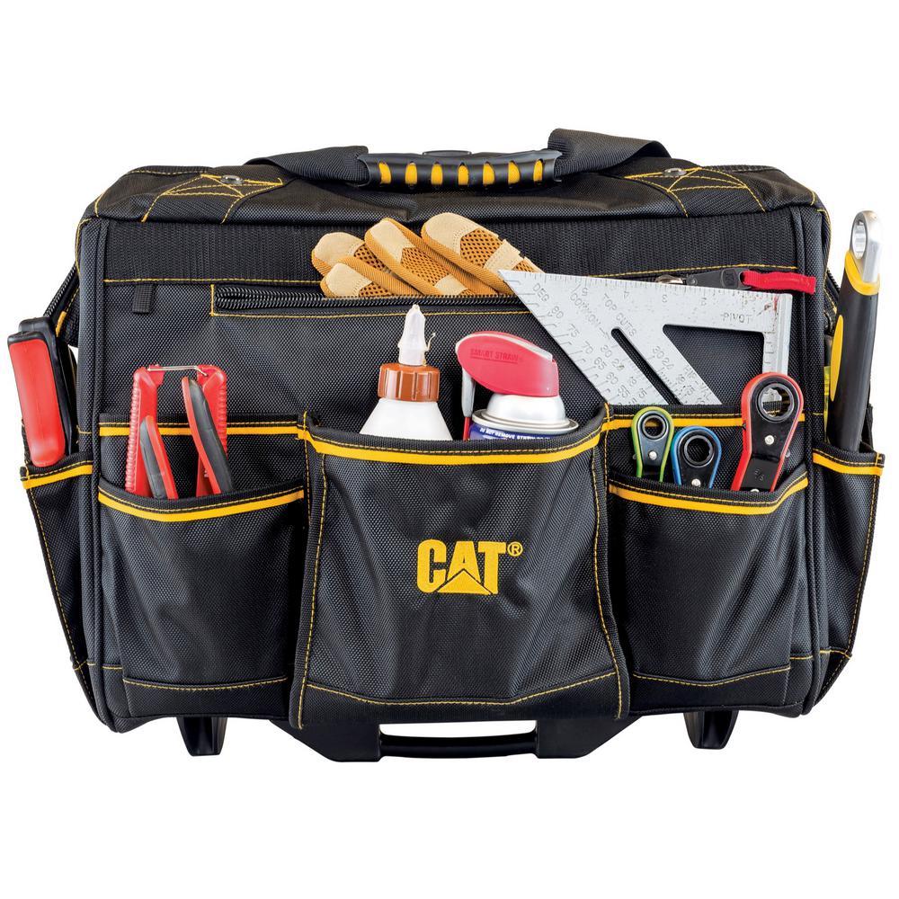 18 in. 18-Pocket Pro Rolling Tool Bag in Black - Super Arbor