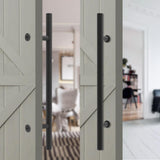 22 in. Steel Black Powered Ladder Sliding Barn Door Handle - Super Arbor