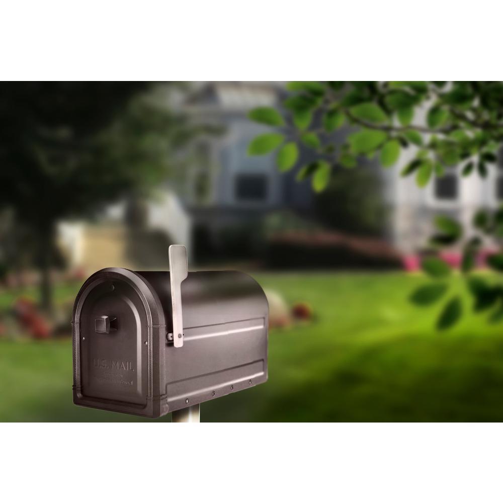Roxbury Post Mount Mailbox Rubbed Bronze with Premium Cast Aluminum Knob and Champagne Flag - Super Arbor