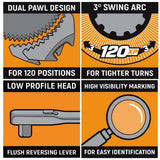 1/2 in. Drive 120XP Extra-Long Handle Teardrop Ratchet - Super Arbor