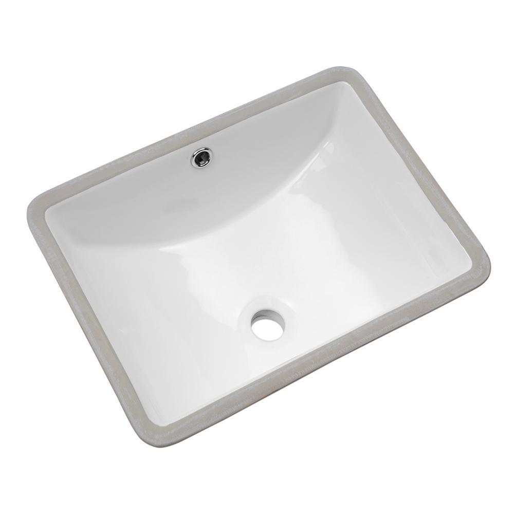 18 in. x 14 in. Vessel Sink Rectangle Undermount Bathroom Sink White - Super Arbor