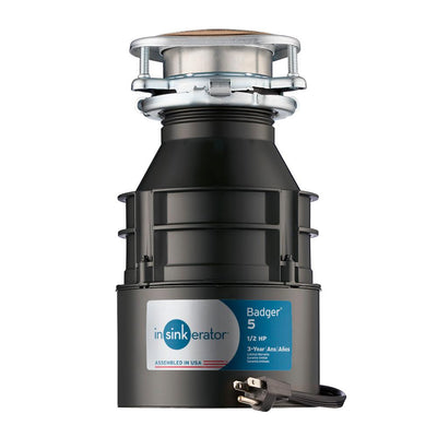 InSinkErator Badger 5 1/2 HP Continuous Feed Garbage Disposal with Power Cord - Super Arbor