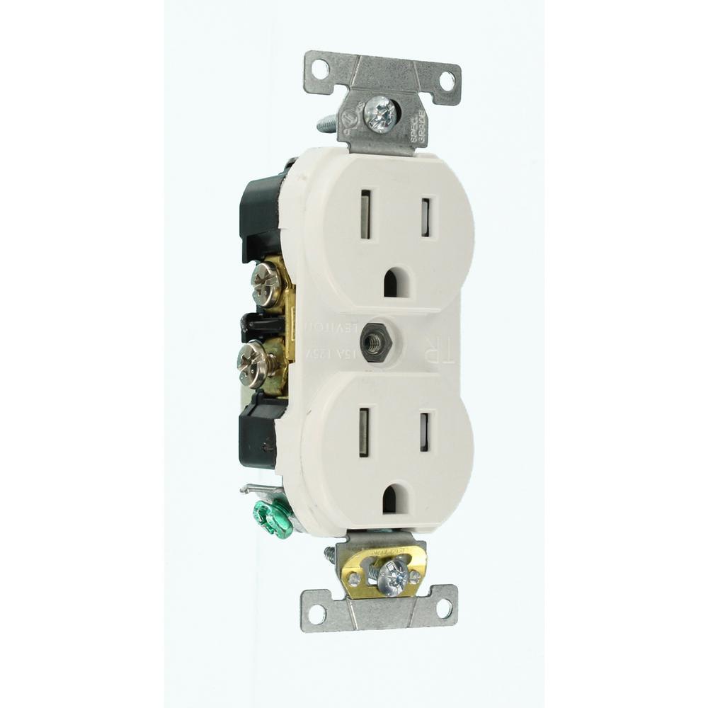 15 Amp Commercial Grade Tamper Resistant Duplex Outlet, White (10-Pack) - Super Arbor