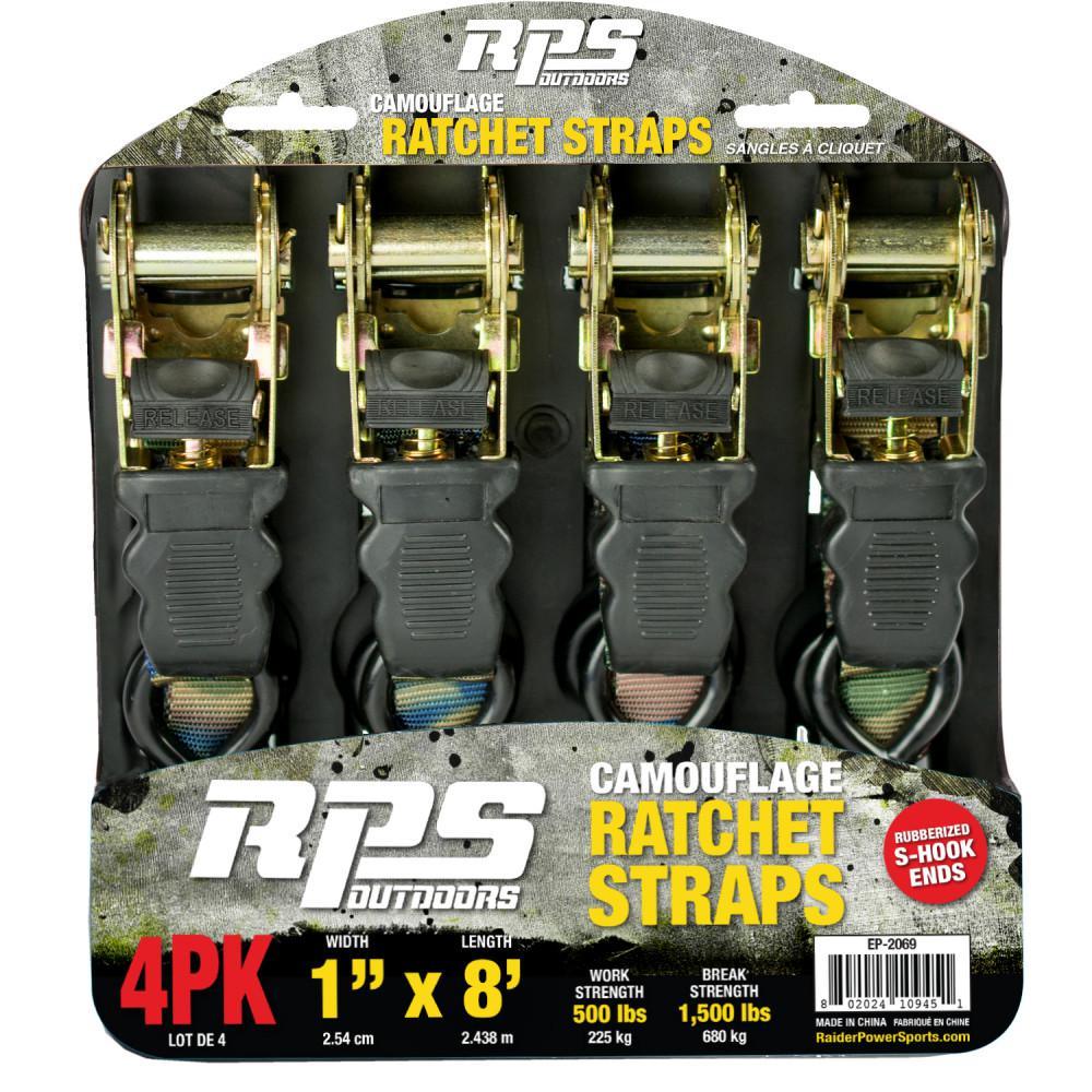 1 in. x 8 ft. Ratchet Strap (4-Pack) - Super Arbor
