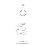2-1/32 in. Matte Black Single Post Wall Hook